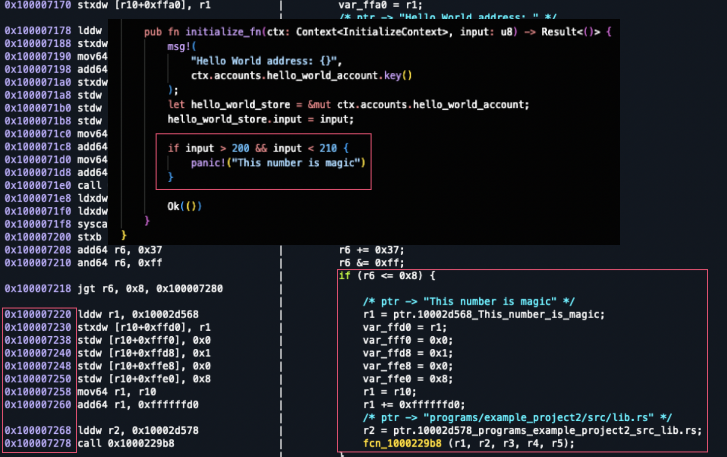 radare2 sBPF disassembly